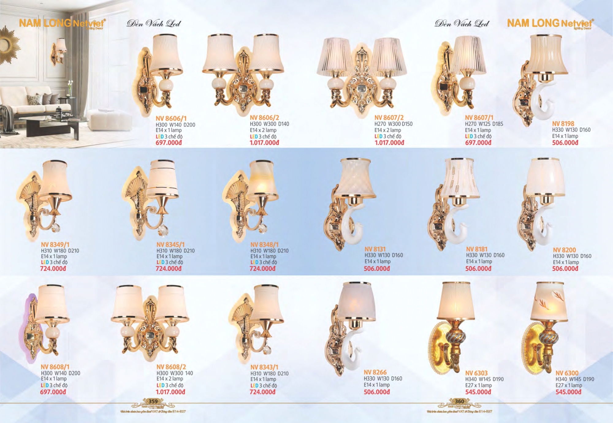 Bảng giá đèn trang trí Nam Long